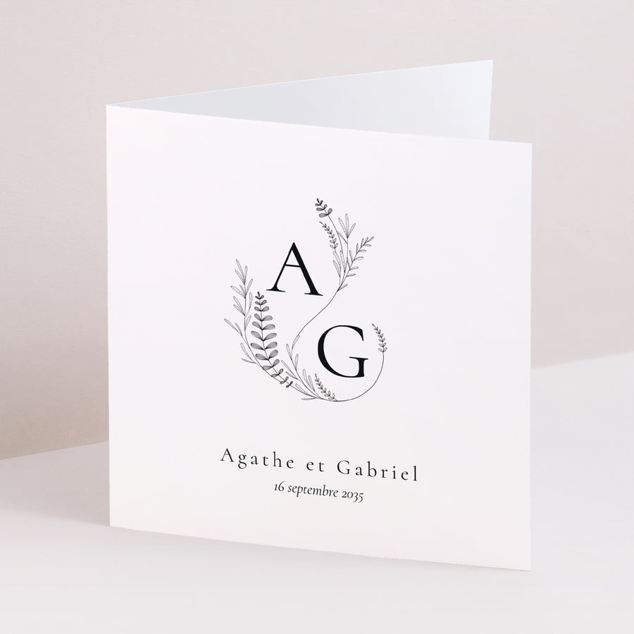 Faire-part Mariage Carré double volet Élégance Végétale photo