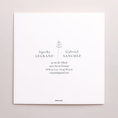 Faire-part Mariage Carré double volet Élégance Végétale photo N° 3