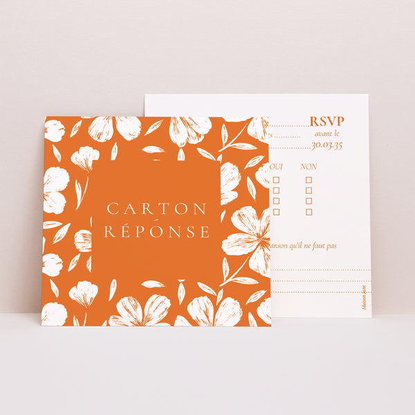 Carton réponse Mariage Carré L’Atelier des Fleurs photo