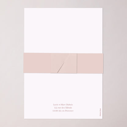 Faire-part Baptême bandeau, 2 cartes Couronne de Douceur Rose photo N° 5