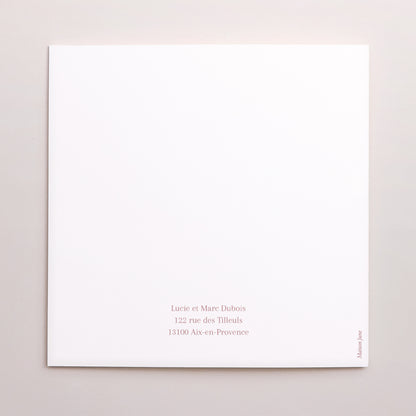 Faire-part Baptême Carré double volet Couronne de Douceur Rose photo N° 3