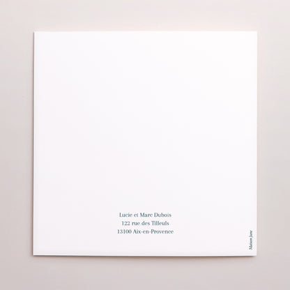 Faire-part Baptême Carré double volet Couronne de Douceur Bleue photo N° 3