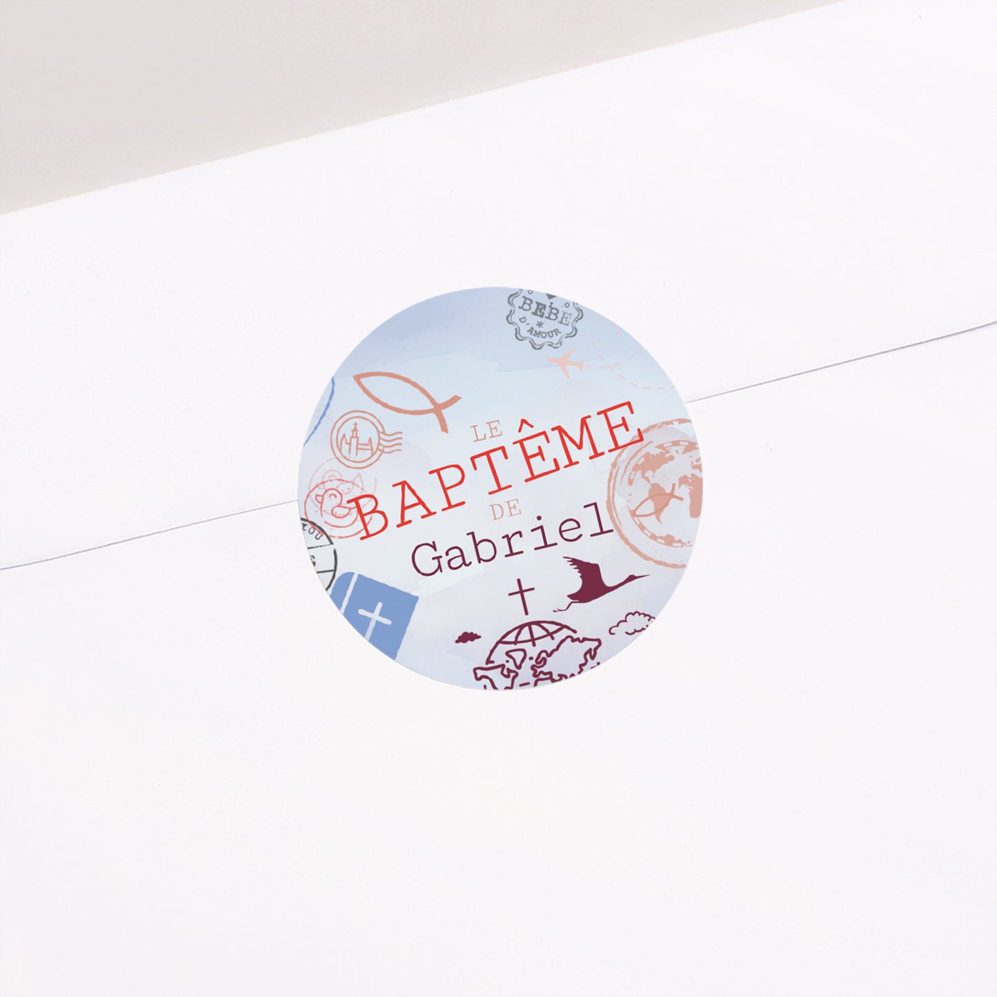 Sticker Baptême Rond Passeport de Baptême photo N° 1