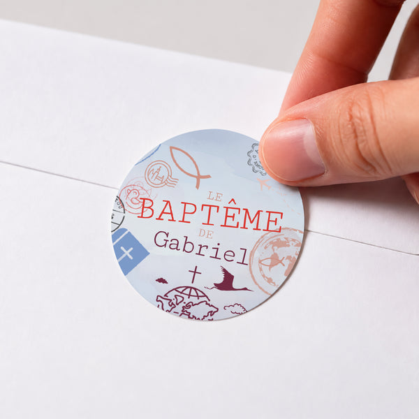 Sticker Baptême Rond Passeport de Baptême photo