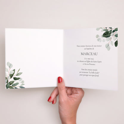 Faire-part Baptême Carré double volet La Couronne Sacrée photo N° 2