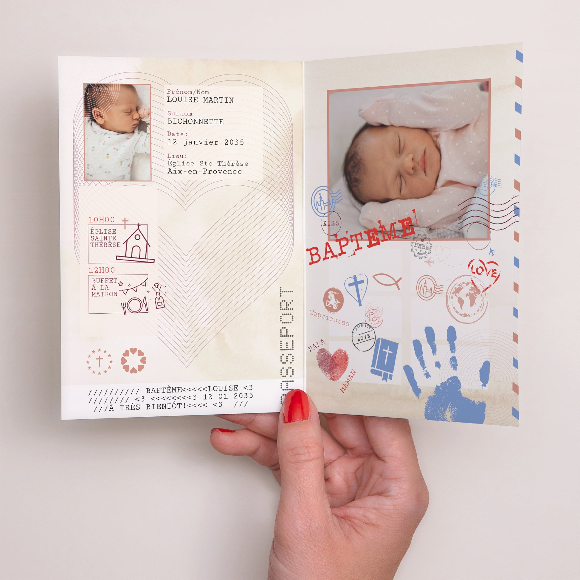 Faire-part Baptême Double volet portrait Destination : Baptême photo N° 2