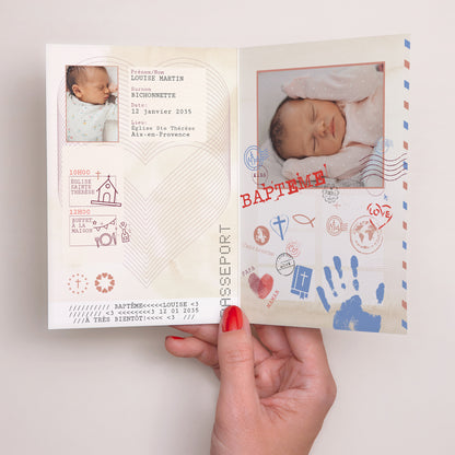 Faire-part Baptême Double volet portrait Destination : Baptême photo N° 2