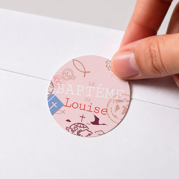 Sticker Baptême Rond Destination : Baptême photo