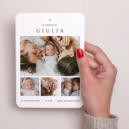 Faire-part Baptême Portrait, bords arrondis Douce Bénédiction photo N° 2
