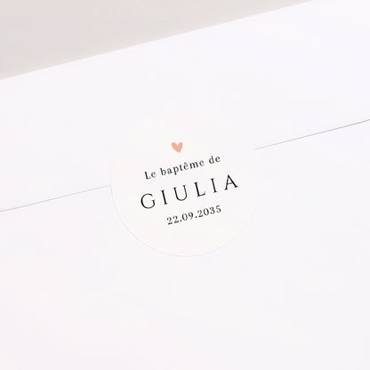 Sticker Baptême Rond Douce Bénédiction photo N° 1