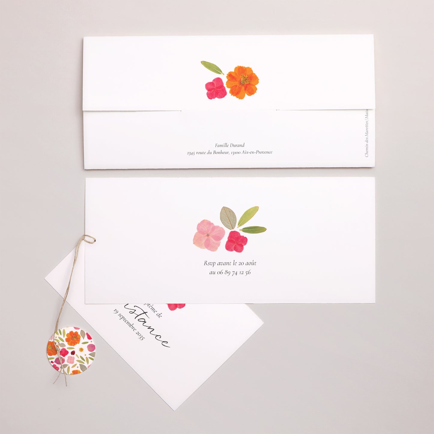 Faire-part Baptême Pochette 2 cartes, étiquette Un Jardin Béni photo N° 4