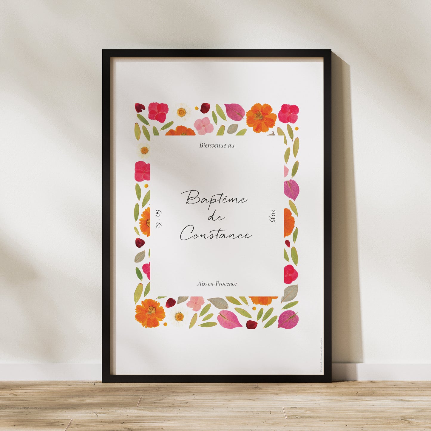 Panneau bienvenue Baptême Portrait 60 x 90 cm Un Jardin Béni photo N° 1