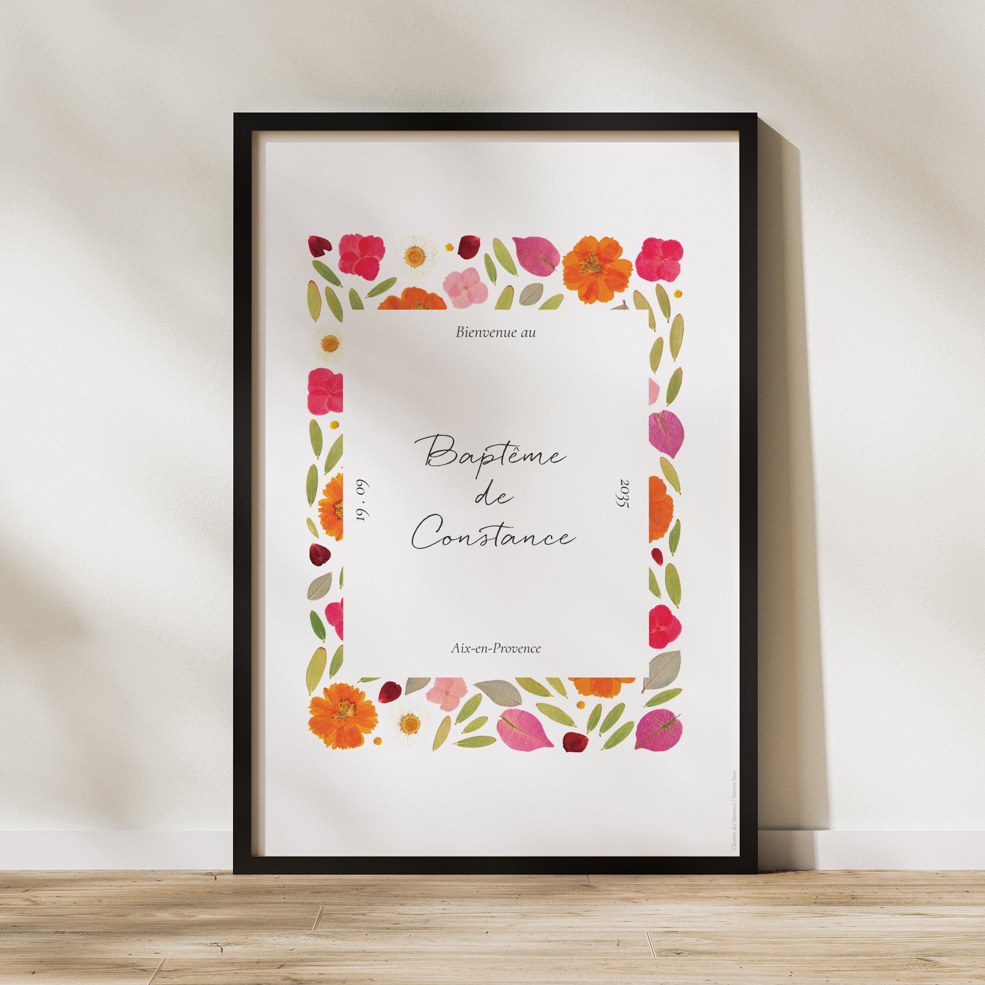 Panneau bienvenue Baptême Portrait 60 x 90 cm Un Jardin Béni photo N° 1