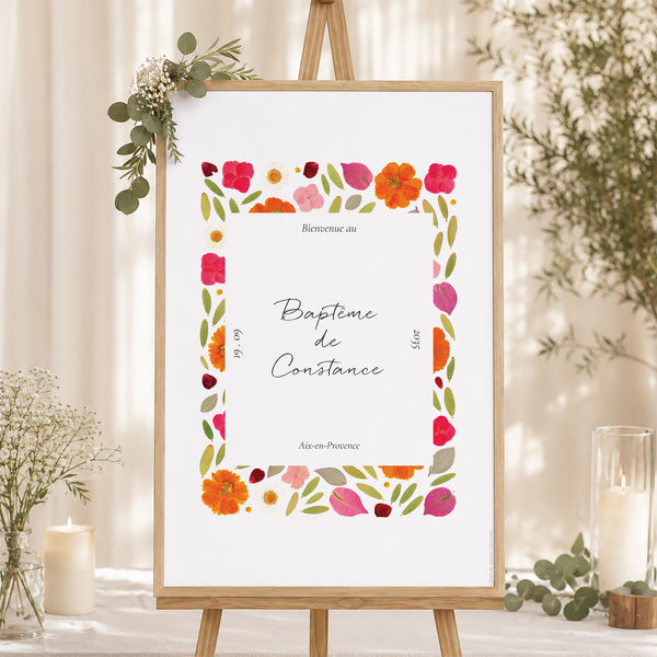 Panneau bienvenue Baptême Portrait 60 x 90 cm Un Jardin Béni photo