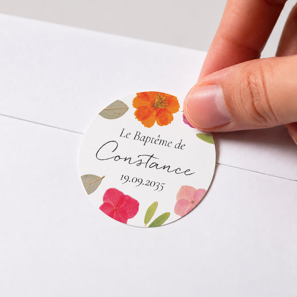 Sticker Baptême Rond Un Jardin Béni photo
