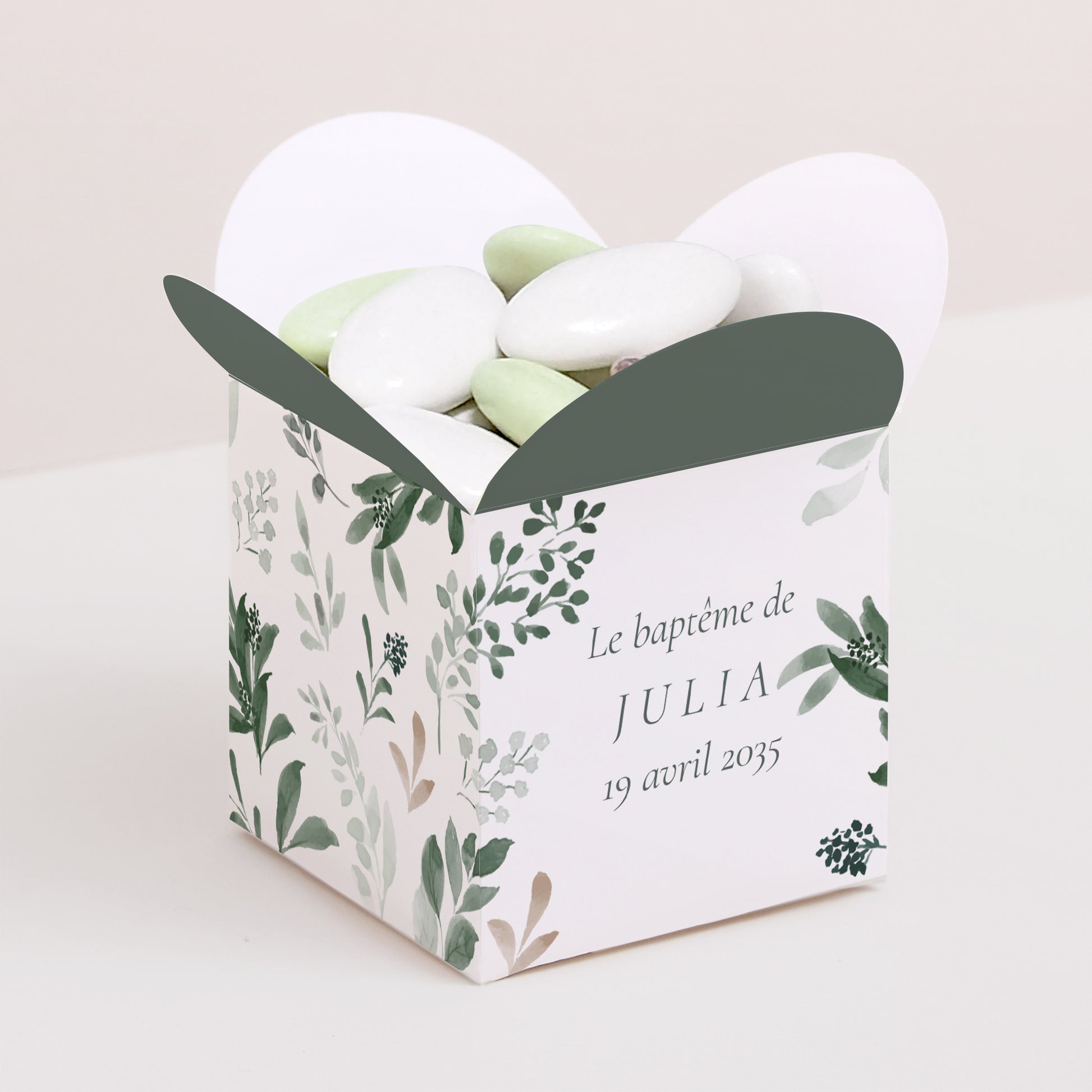 Boîte à dragées Baptême Ouverture papillon Une Couronne de Douceur photo N° 1