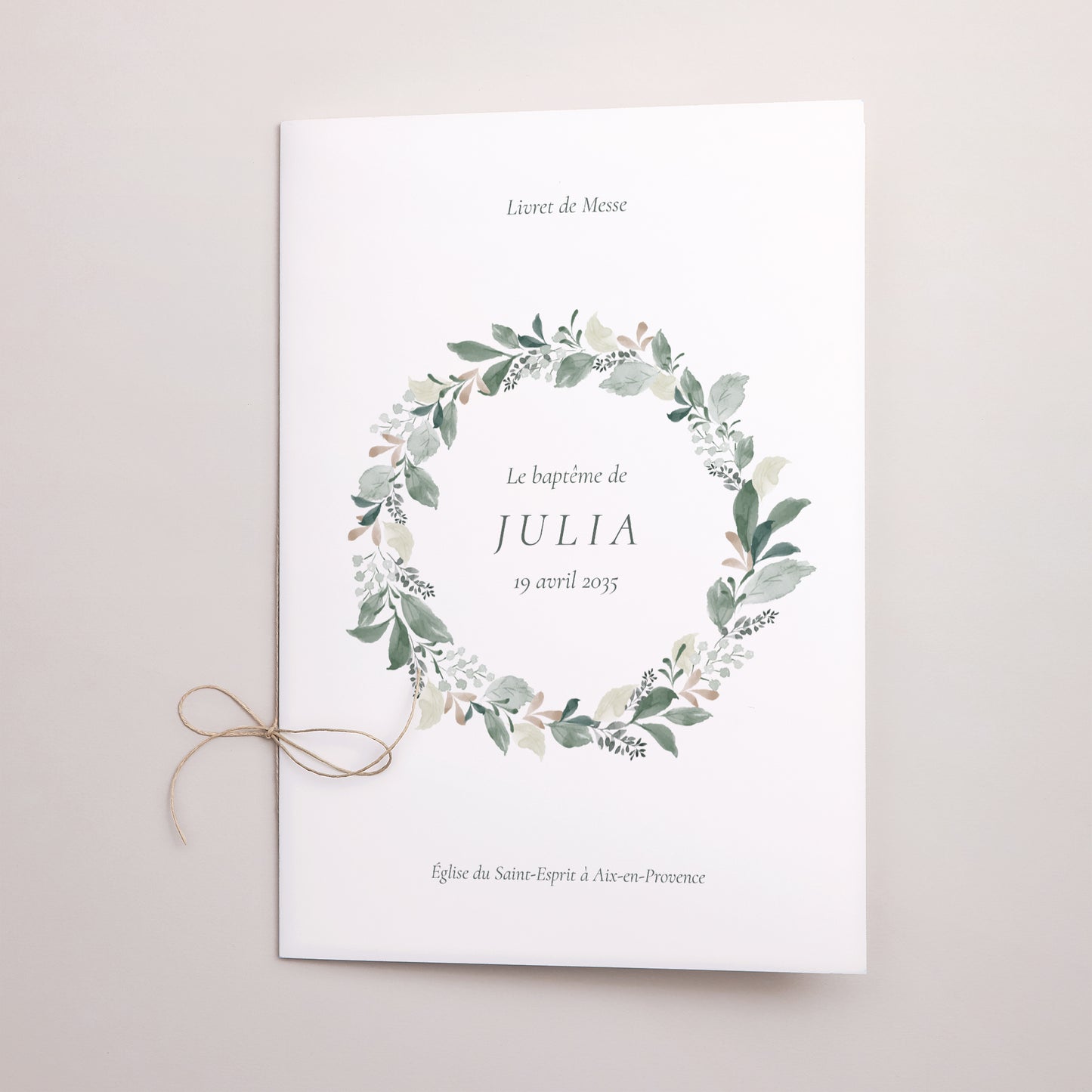 Livret de messe Baptême Double volet Une Couronne de Douceur photo N° 1