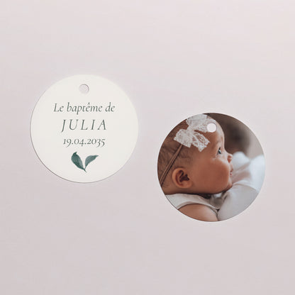 Boîte à dragées Baptême boule avec étiquette ronde Une Couronne de Douceur photo N° 3