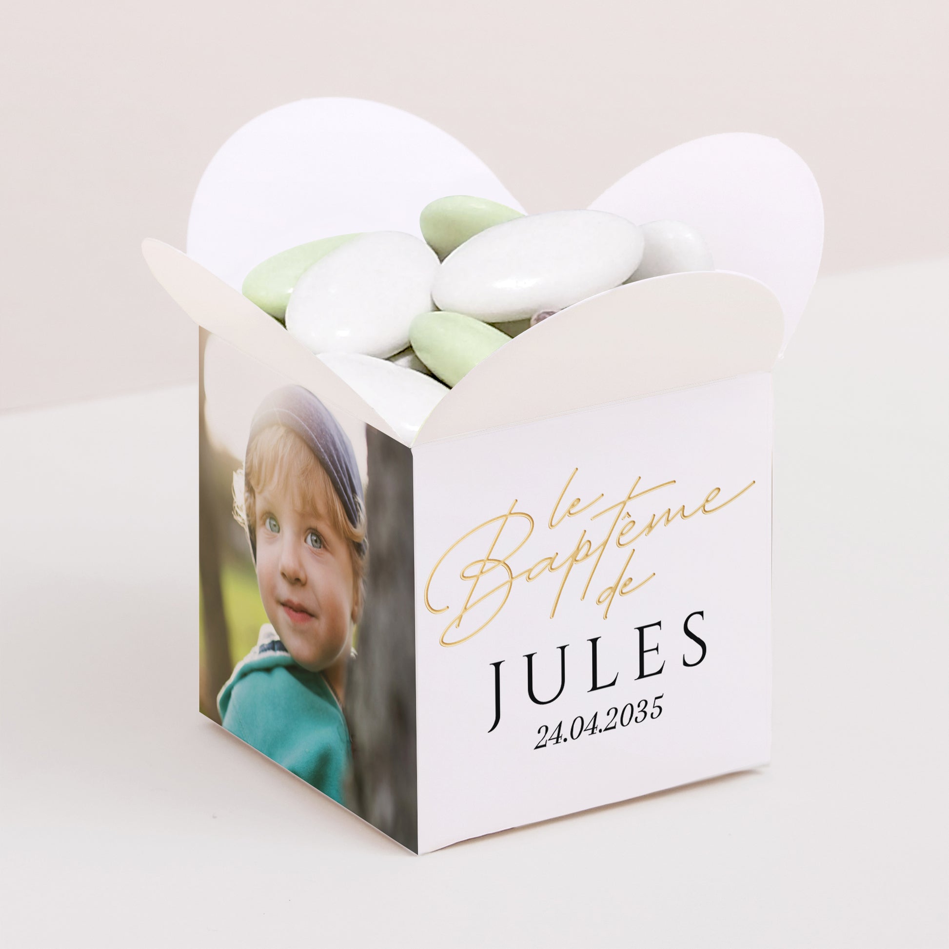 Boîte à dragées Baptême Ouverture papillon Un Moment Précieux photo N° 1