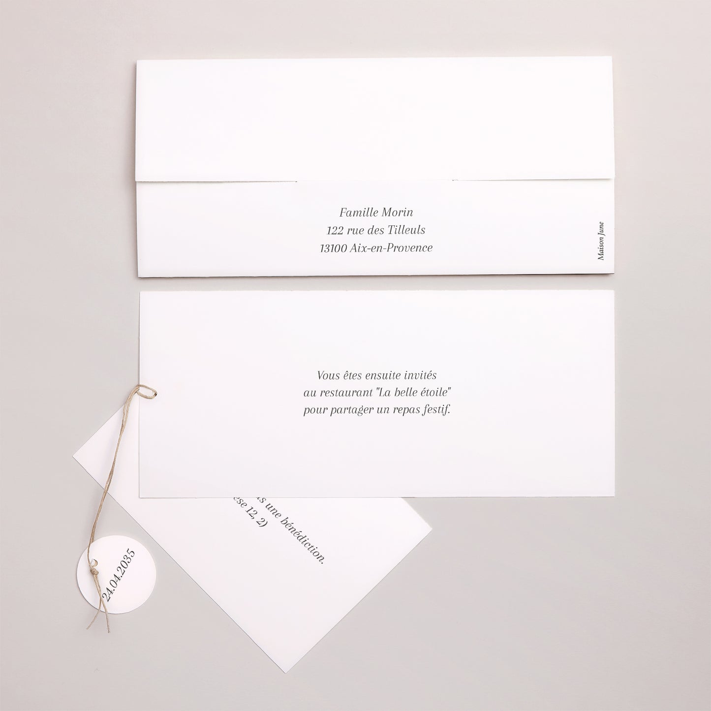 Faire-part Baptême Pochette 2 cartes, étiquette Un Moment Précieux photo N° 4