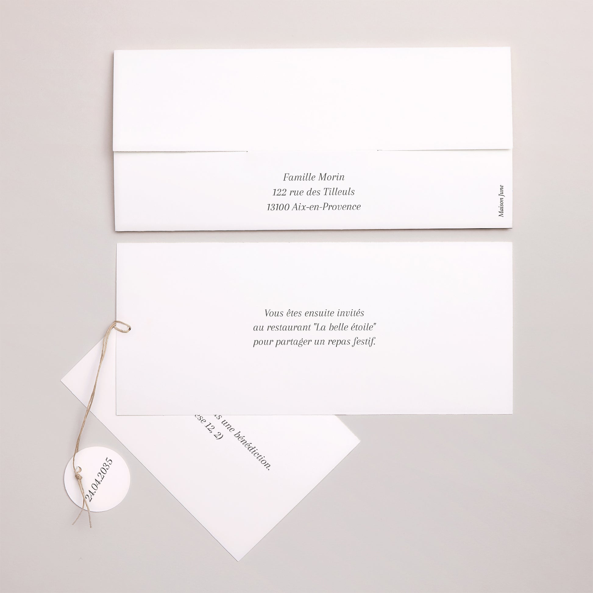 Faire-part Baptême Pochette 2 cartes, étiquette Un Moment Précieux photo N° 4