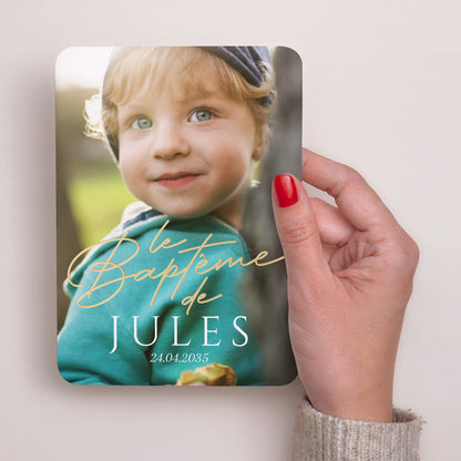 Faire-part Baptême Portrait, bords arrondis Un Moment Précieux photo N° 2