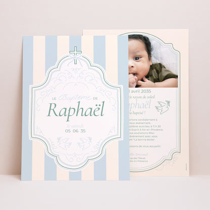 Faire-part Baptême Grand format rectangle Baptême et tendresse photo N° 1