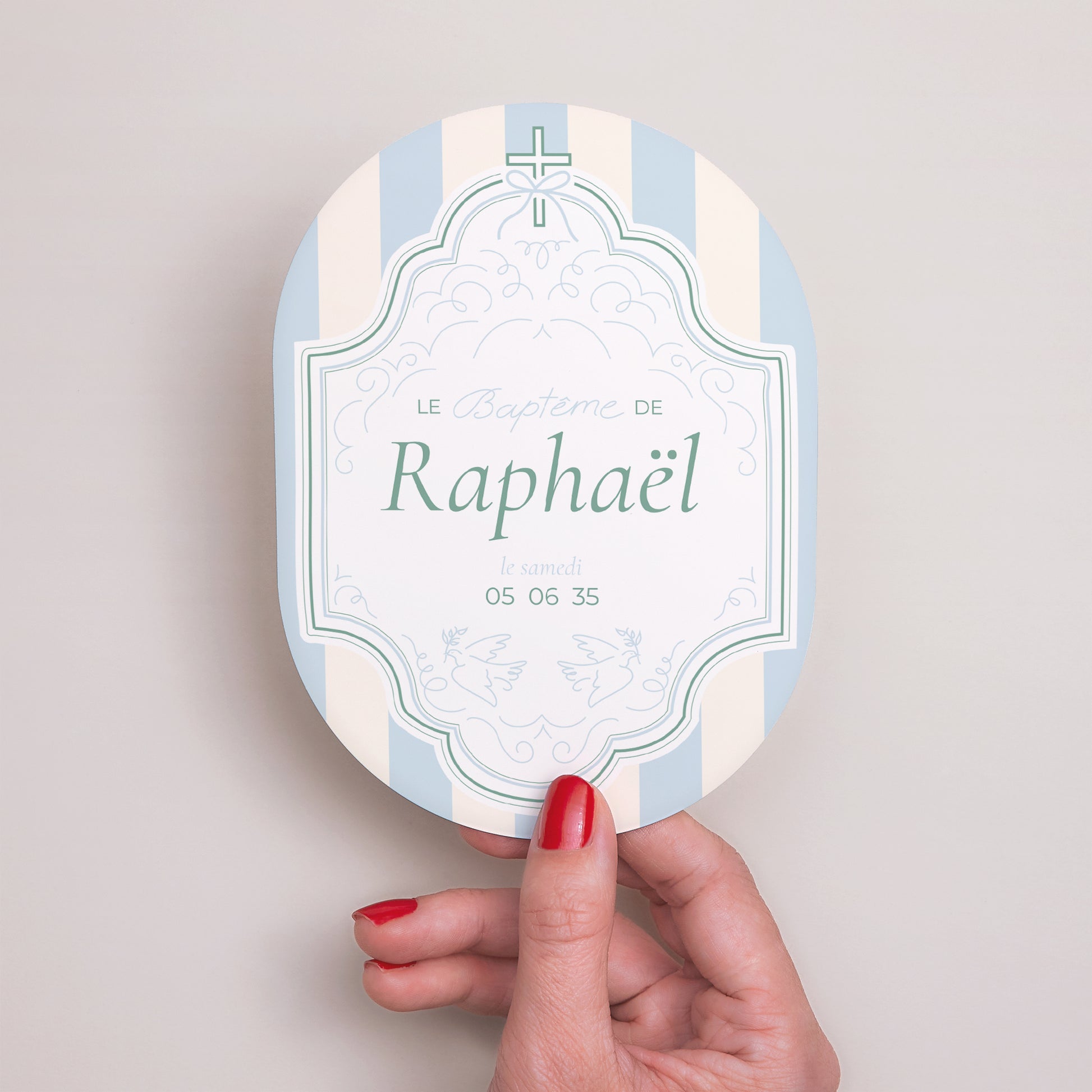 Faire-part Baptême Ovale Baptême et tendresse photo N° 2