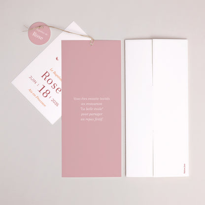 Faire-part Baptême Pochette portrait 2 cartes, étiquette Petite Grâce photo N° 4