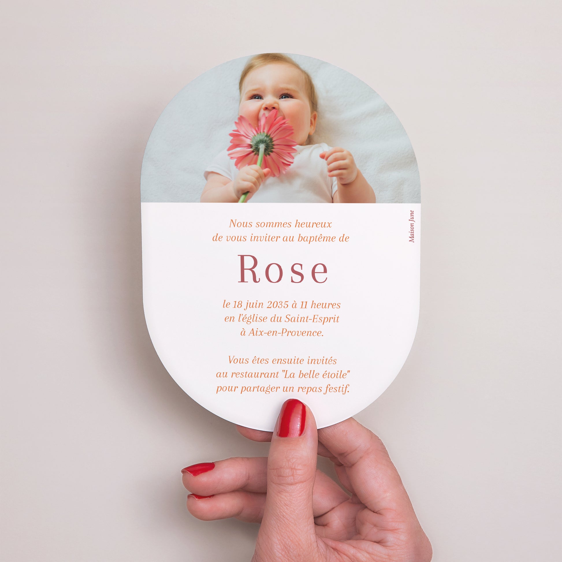 Faire-part Baptême Ovale Petite Grâce photo N° 3