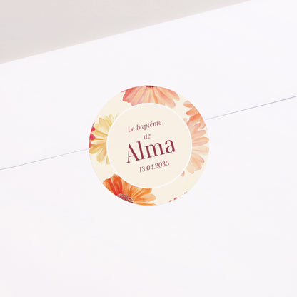 Sticker Baptême Rond Fleurs de Lumière photo N° 1