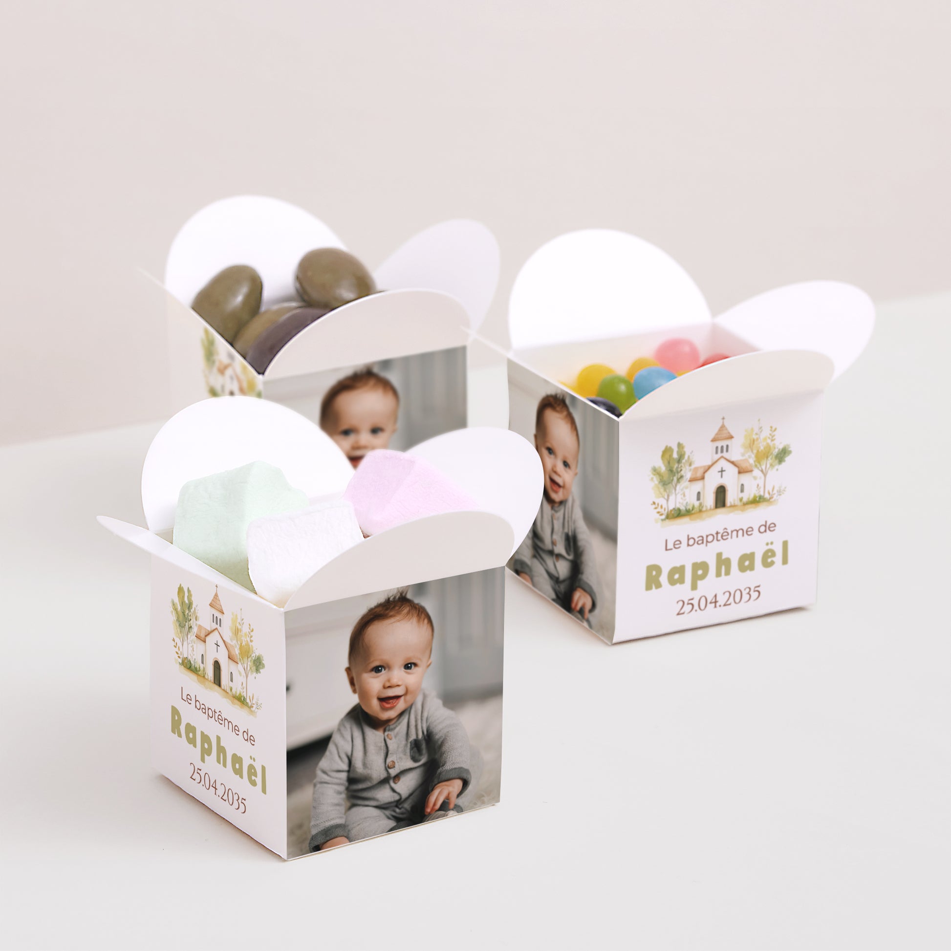 Boîte à dragées Baptême Ouverture papillon Un Jour Béni photo N° 3
