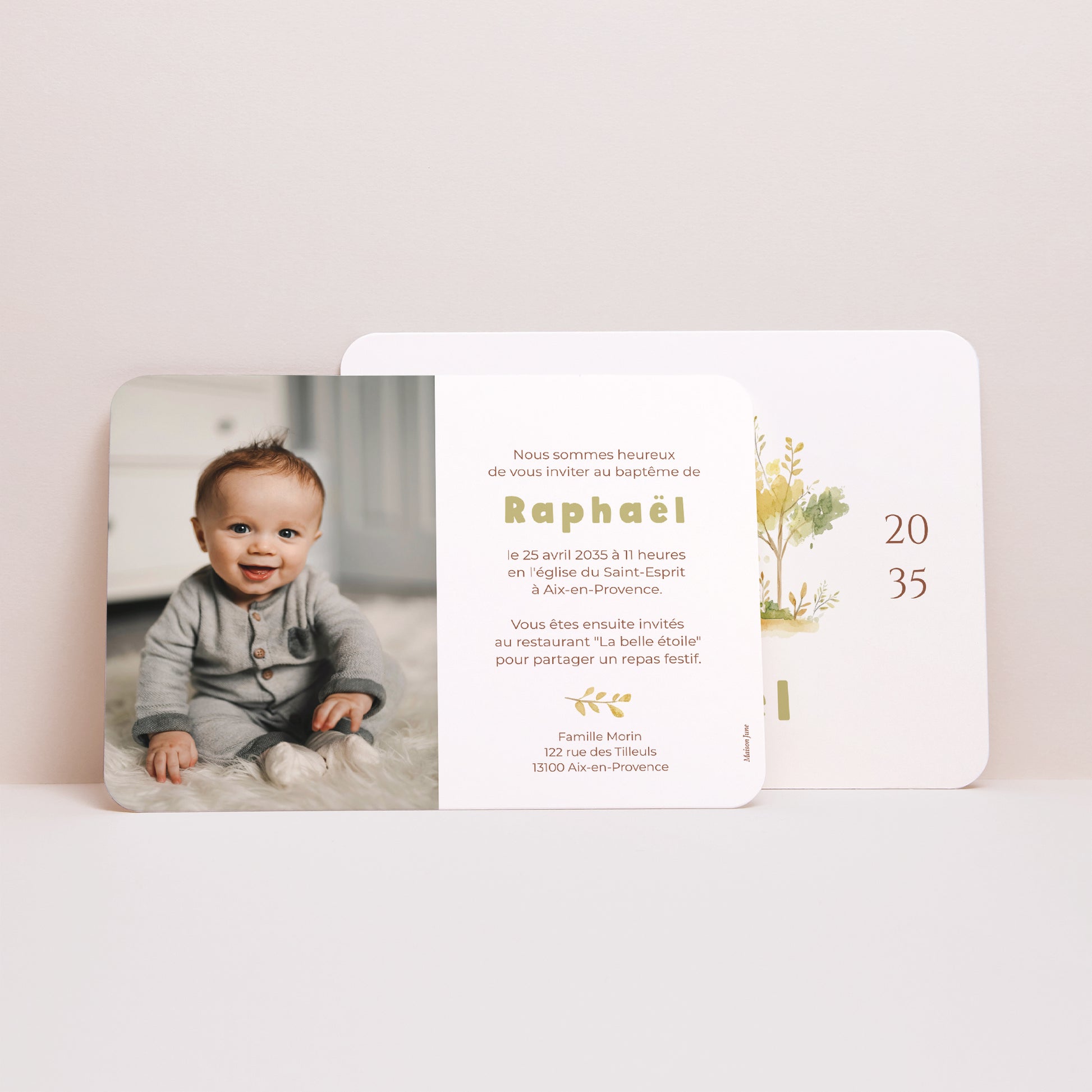 Faire-part Baptême Paysage, bords arrondis Un Jour Béni photo N° 2