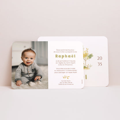 Faire-part Baptême Paysage, bords arrondis Un Jour Béni photo N° 2