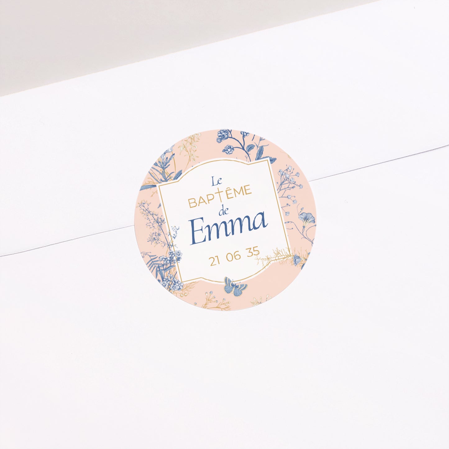 Sticker Baptême Rond Baptême et herbes folles photo N° 1