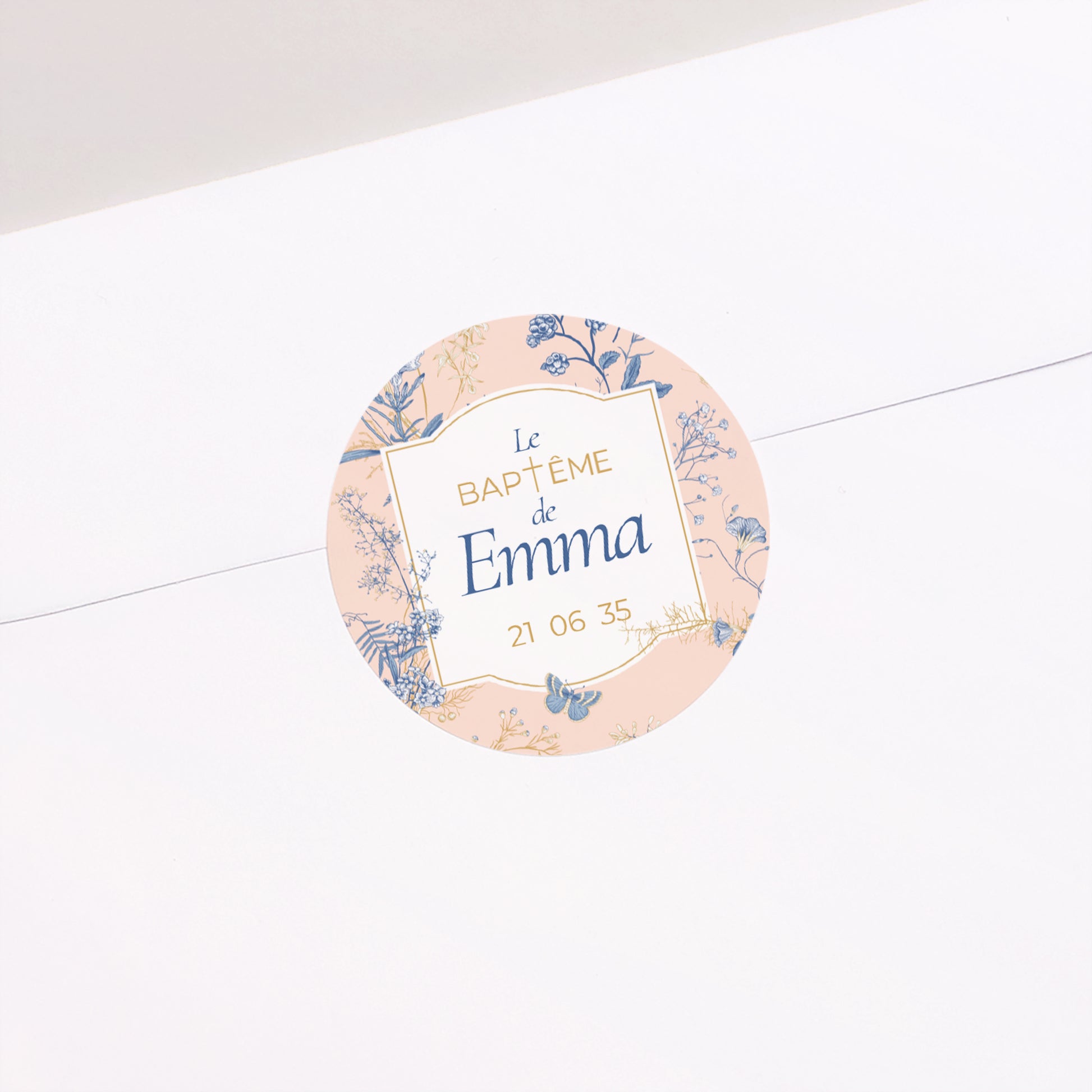 Sticker Baptême Rond Baptême et herbes folles photo N° 1