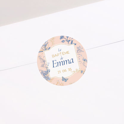 Sticker Baptême Rond Baptême et herbes folles photo N° 1