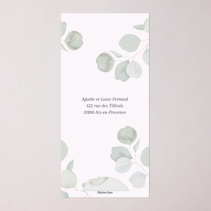 Faire-part Baptême Pochette, 2 cartes, étiquette ronde Feuilles de Lumière photo N° 4