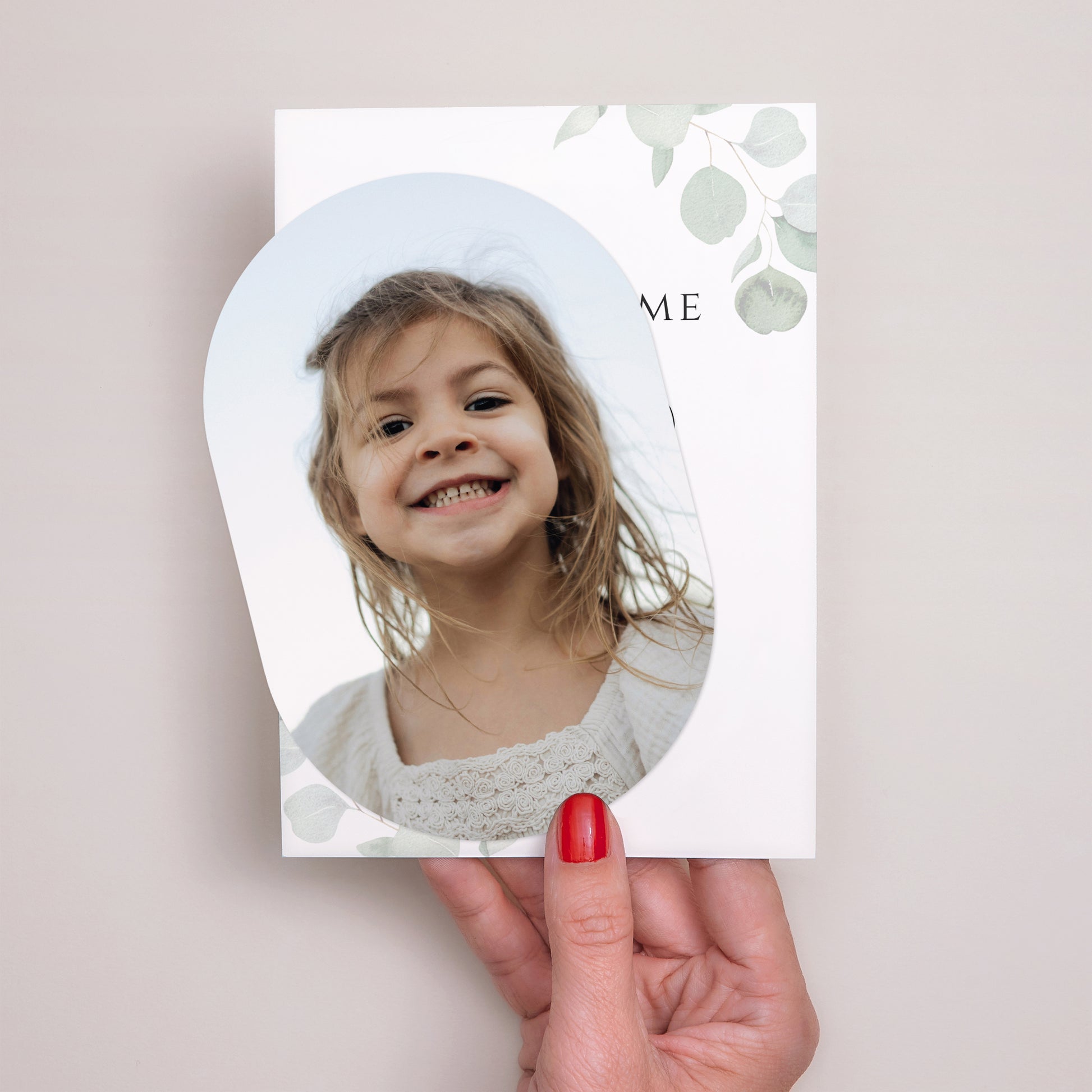 Faire-part Baptême bandeau, 2 cartes Feuilles de Lumière photo N° 2