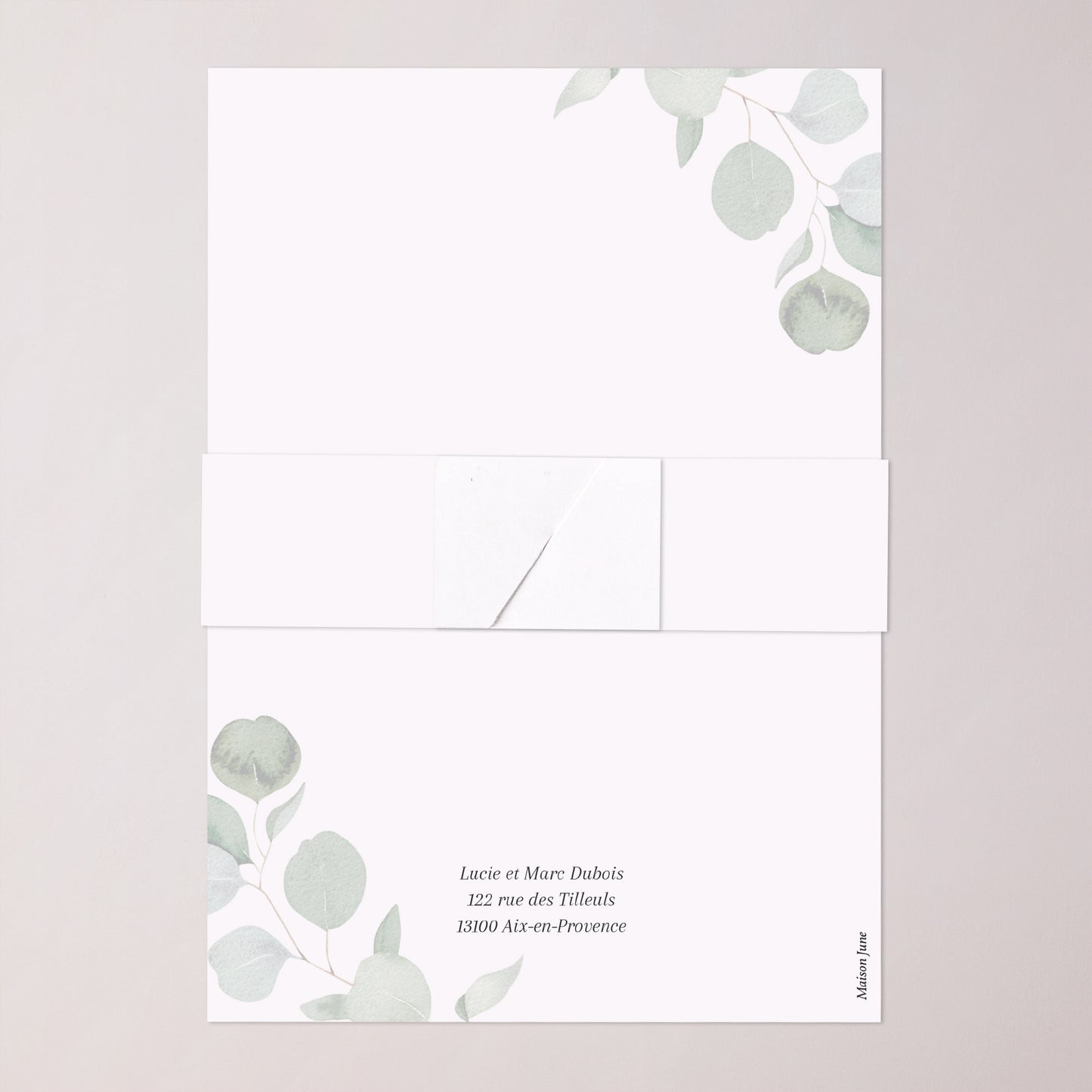 Faire-part Baptême bandeau, 2 cartes Feuilles de Lumière photo N° 5