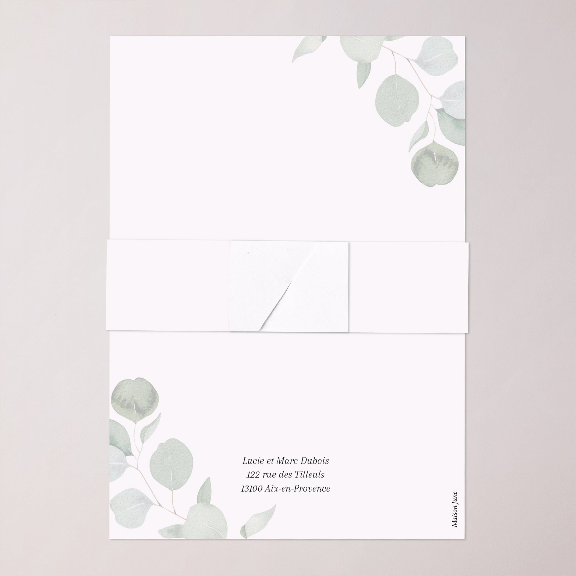 Faire-part Baptême bandeau, 2 cartes Feuilles de Lumière photo N° 5