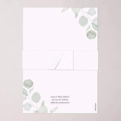 Faire-part Baptême bandeau, 2 cartes Feuilles de Lumière photo N° 5