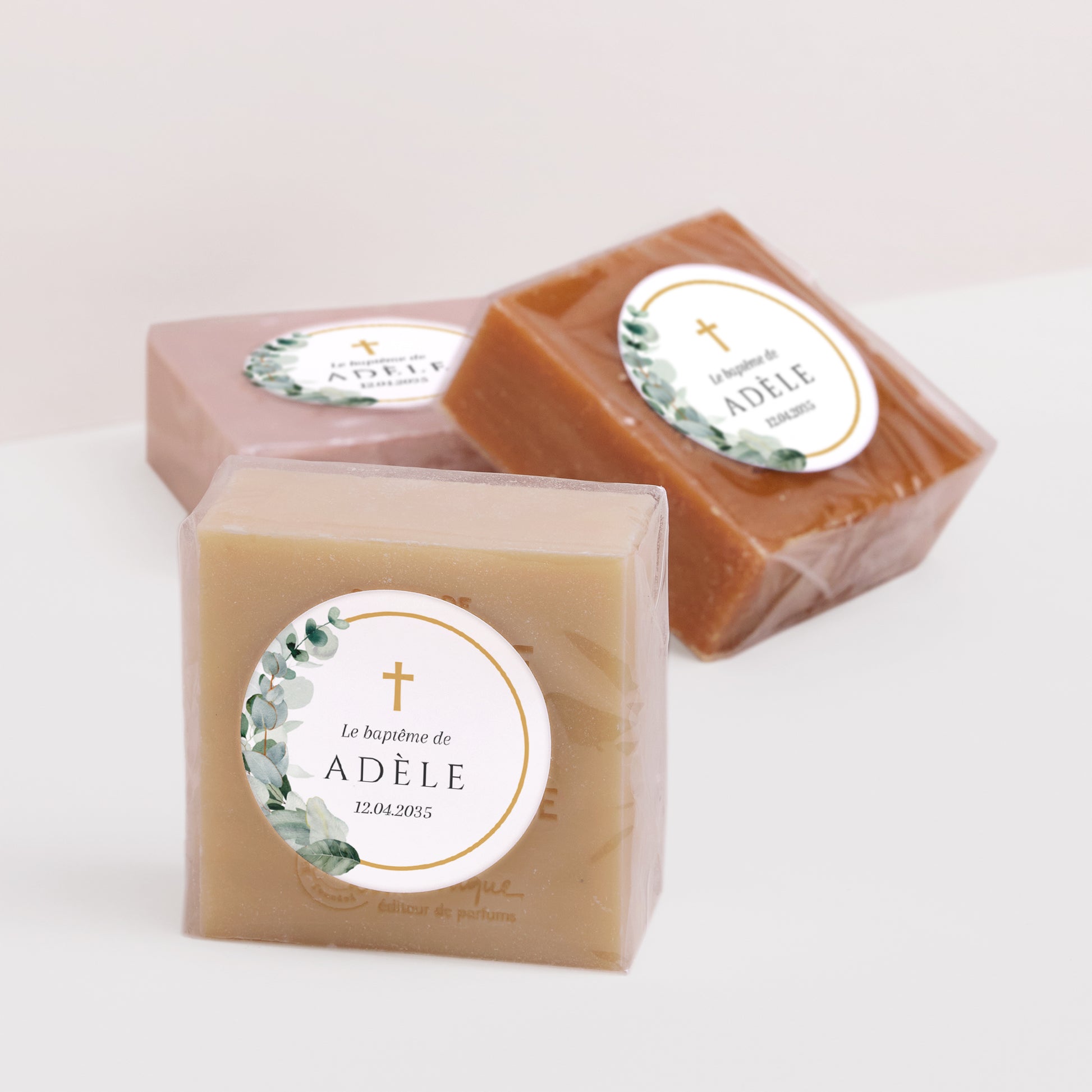 Sticker Baptême Rond Feuilles de Lumière photo N° 2