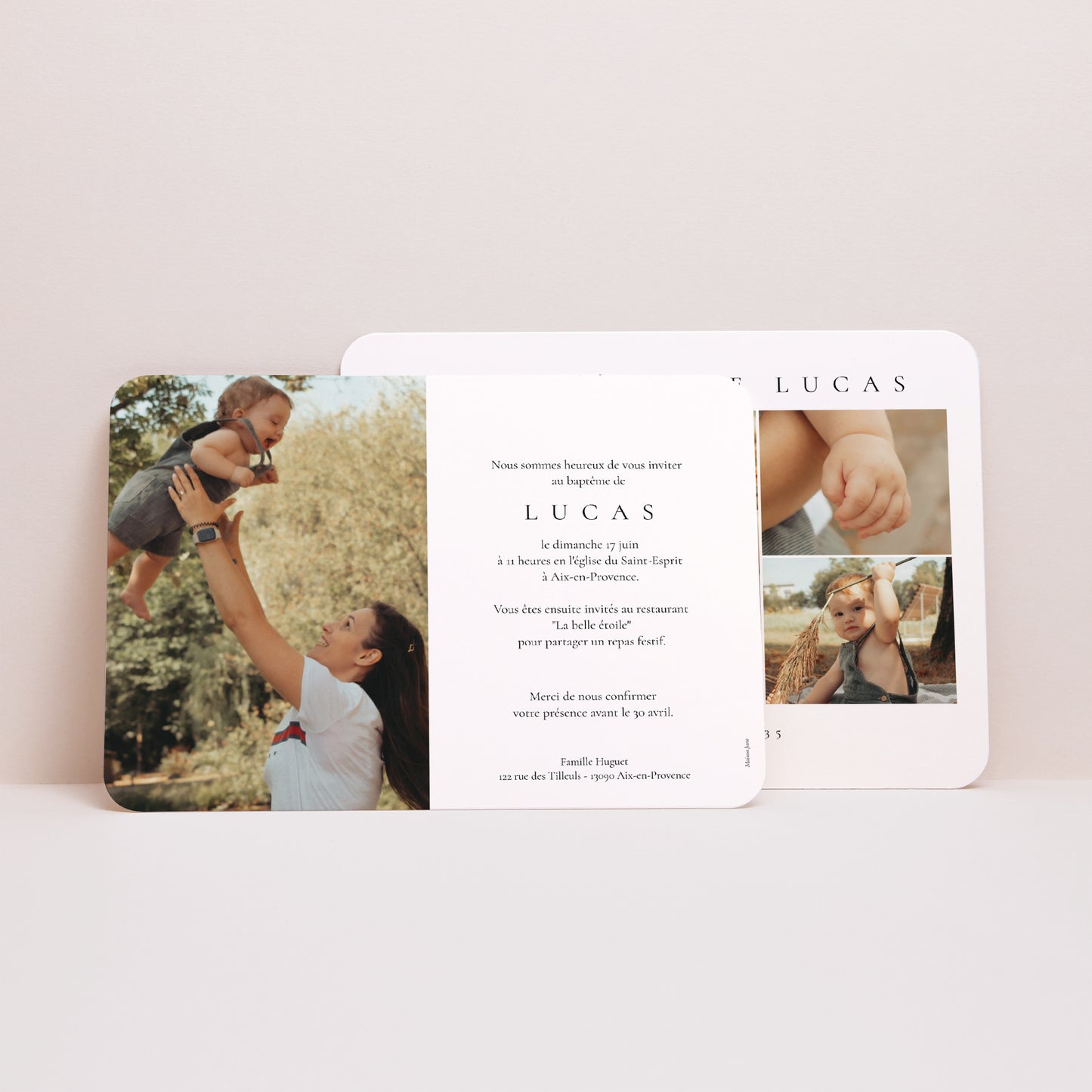 Faire-part Baptême Paysage, bords arrondis Lumière de Grâce photo N° 3