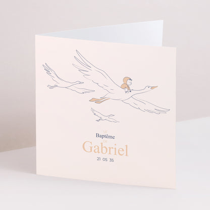 Faire-part Baptême Carré double volet L’Envol Sacré photo N° 1