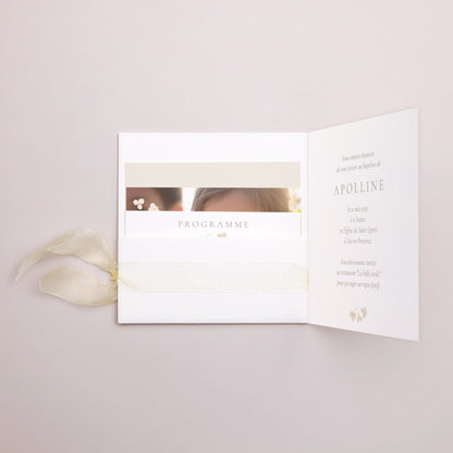 Faire-part Baptême Pochette carrée, 3 cartes, étiquette Éveil Sacré photo N° 2