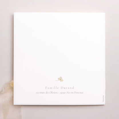 Faire-part Baptême Pochette carrée, 3 cartes, étiquette Éveil Sacré photo N° 4