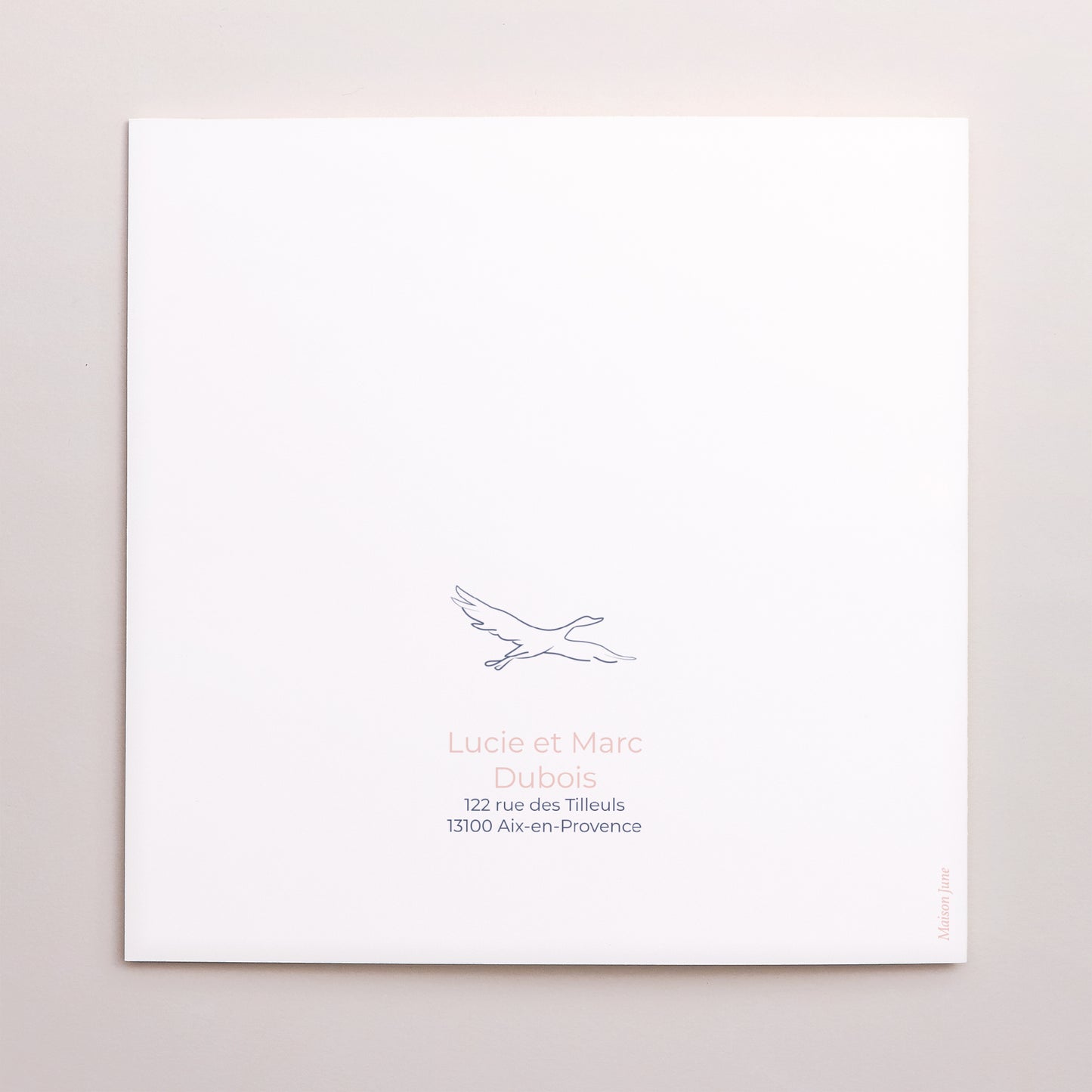 Faire-part Baptême Carré double volet un doux envol photo N° 3