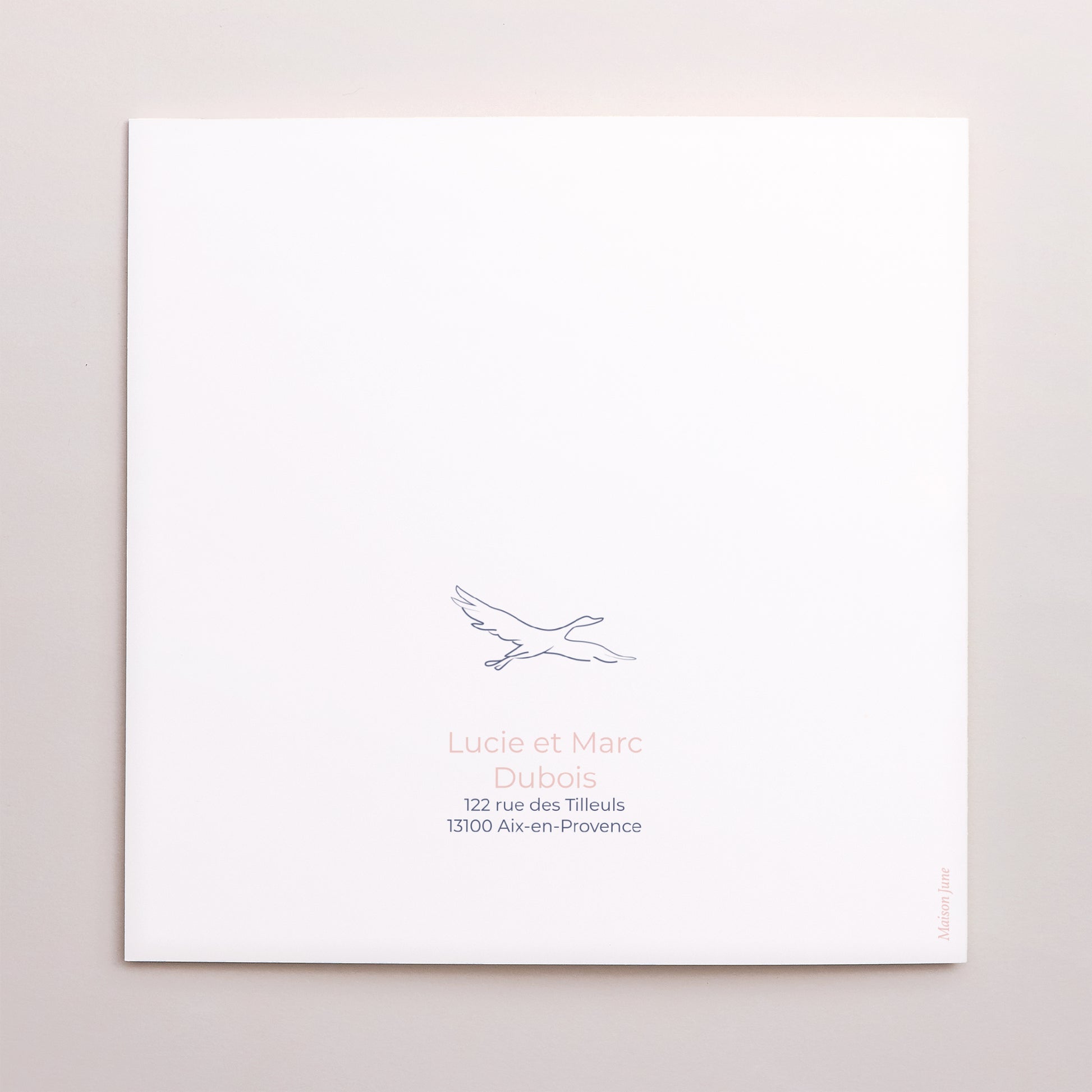 Faire-part Baptême Carré double volet un doux envol photo N° 3