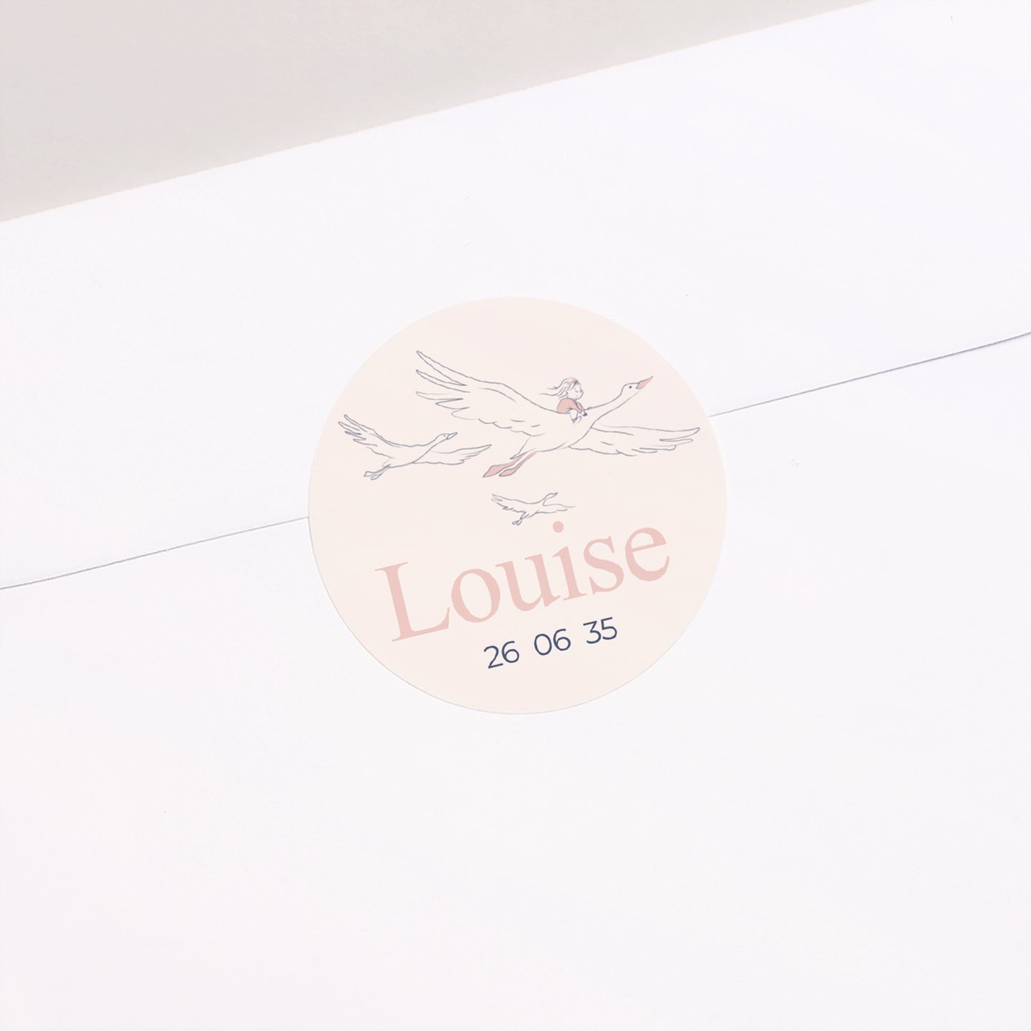 Sticker Baptême Rond un doux envol photo N° 1